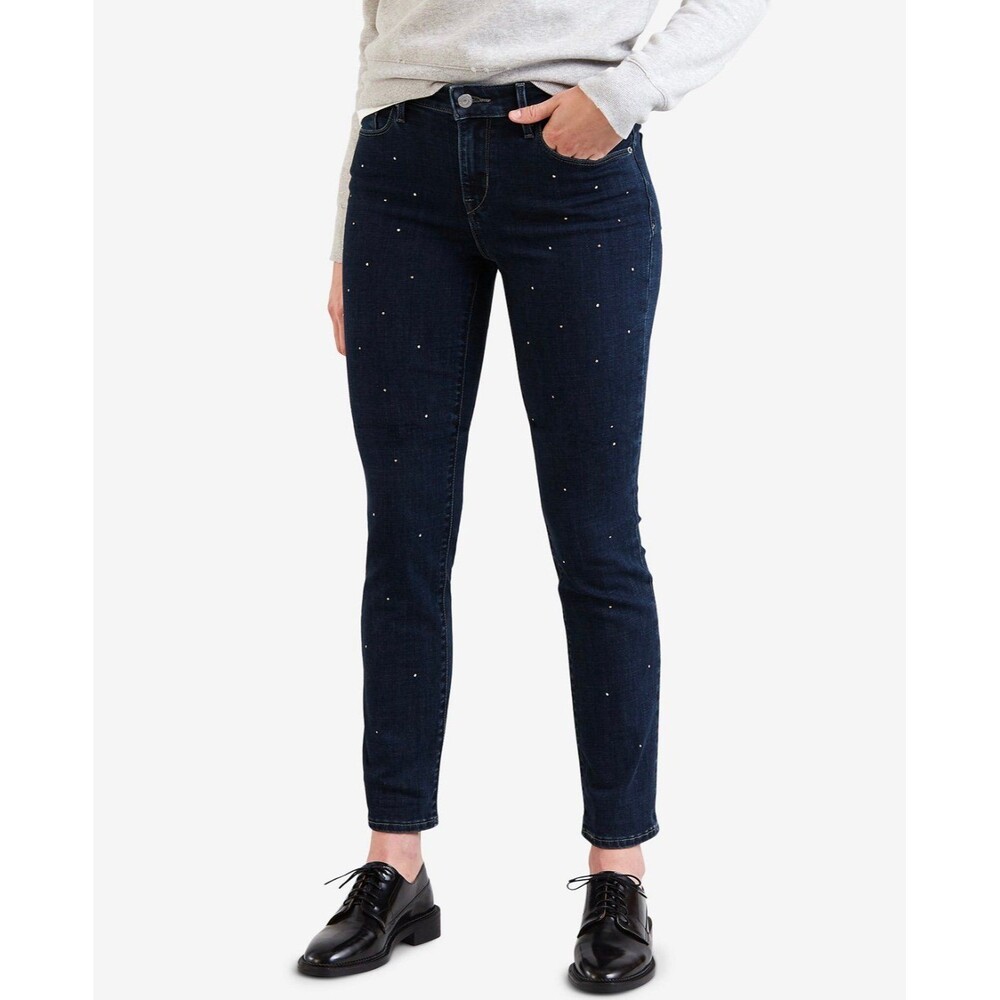 Levi’s Mid-Rise Skinny Going Out Glitz Studded Dark Wash Denim Jeans 12
